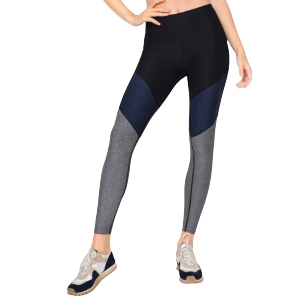 Outdoor Voices Colorblock Leggings Charcoal Navy Graphite Size Small Women
